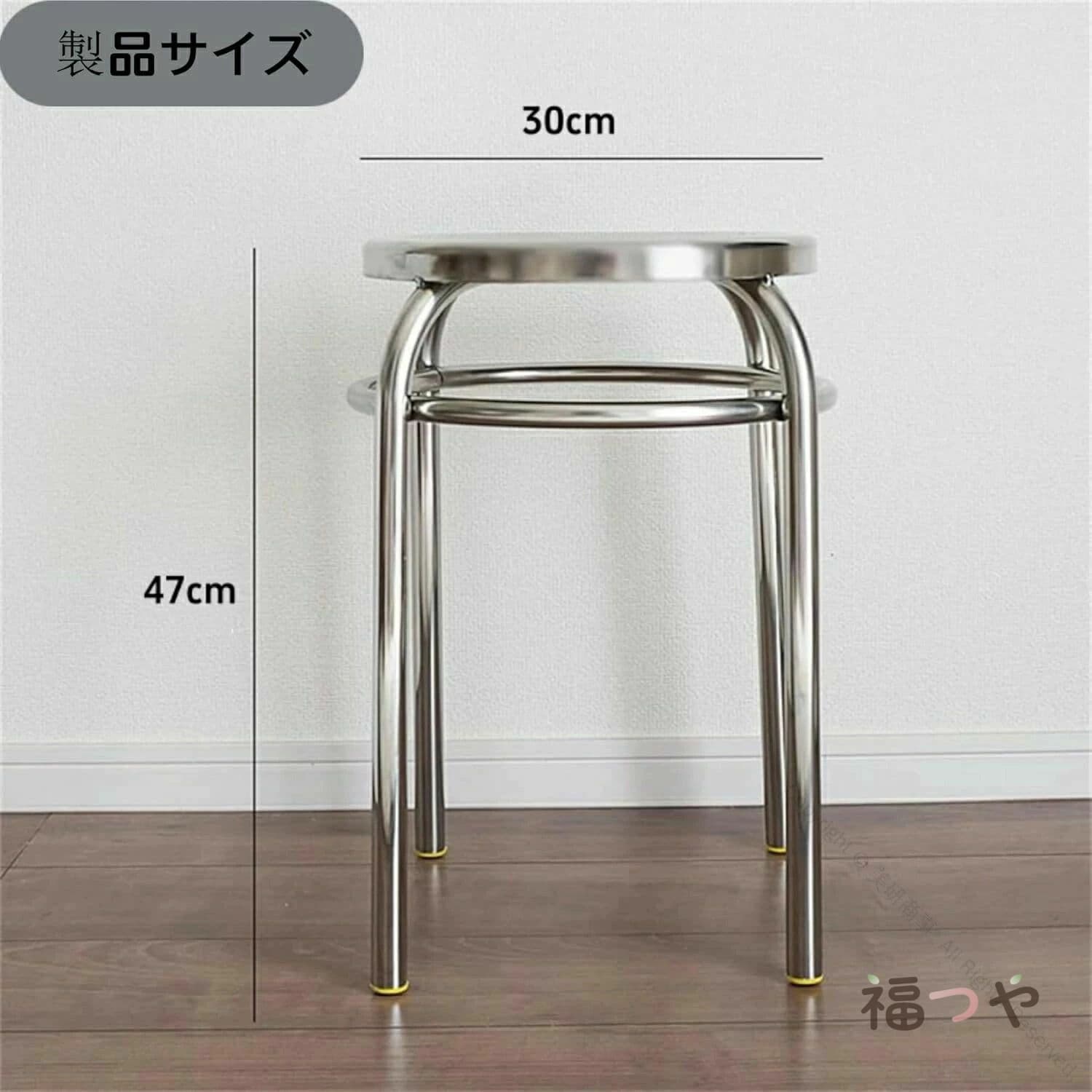 ステンレス 椅子 ラウンド スツール 丸形 スタッキング チェア 耐久 耐荷重 180kg アウトドア 会議室 展示会 耐摩耗 高さ47cm 滑り止め [2]