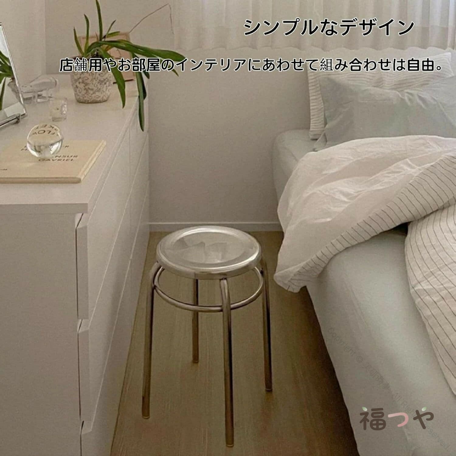 ステンレス 椅子 ラウンド スツール 丸形 スタッキング チェア 耐久 耐荷重 180kg アウトドア 会議室 展示会 耐摩耗 高さ47cm 滑り止め [3]