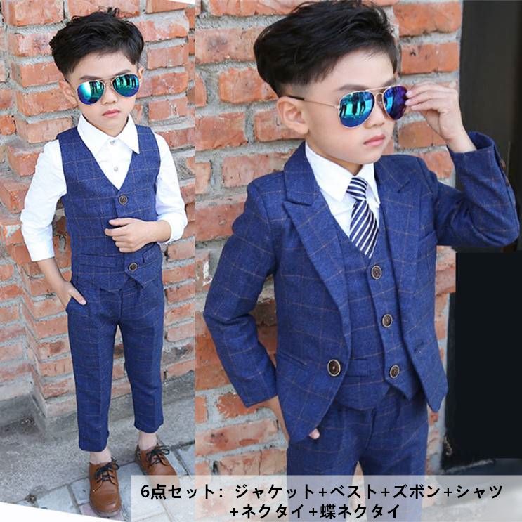 Suits, Tuxedos （Boys） - 子供スーツ 5 6点セット 子供 スーツ 男の子 フォーマル 秋 男 入学 式 キッズ 子供服 セットアップ 紳士服 長袖 ジュアル 人気 礼服 卒 入学式 こどもスーツ