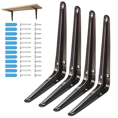 乐天商城 - 棚受け金具 黒 150mm×125mm×35mm 4本セット 棚受けブラケット 鉄製 壁掛け吊り ネジ付き l字金具