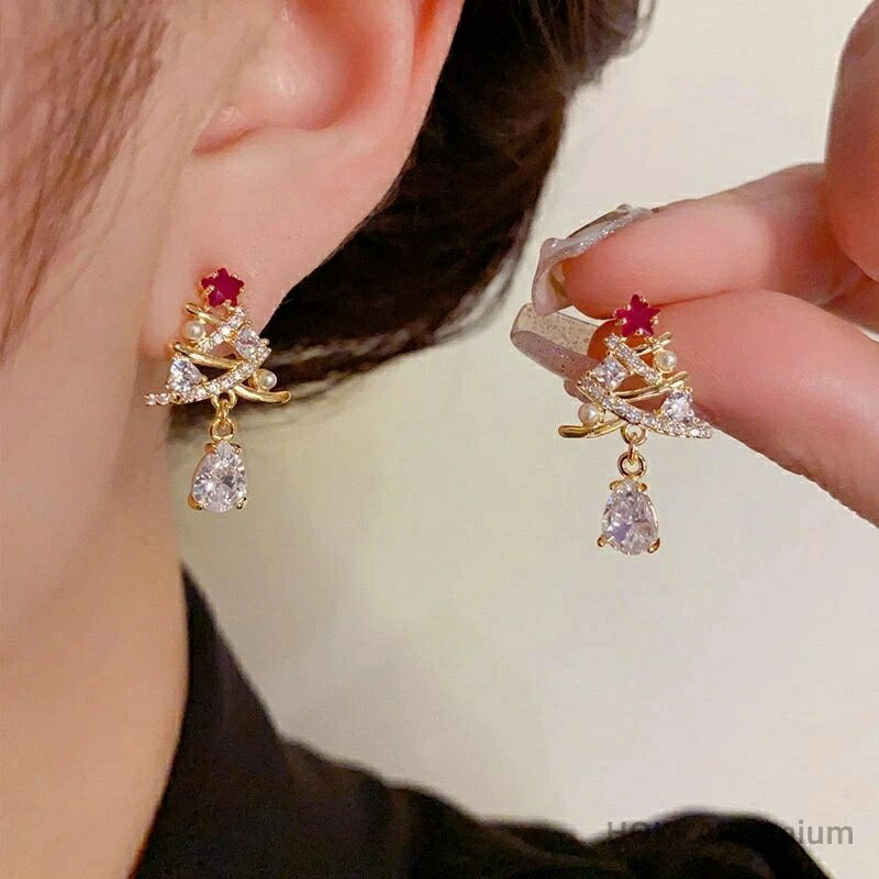 Rakuten - ピンク クリスマスツリー レディース ピアス クリスマスピアス 金属アレルギー対応 シンプル 両耳セット