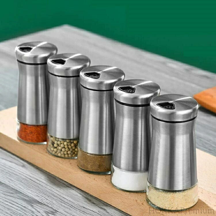セット ステンレス スパイスケース スパイスホルダー 8個 ガラス 8個 調味料入れ 透明 塩入れ 調味料ボトル スパイス入れ
