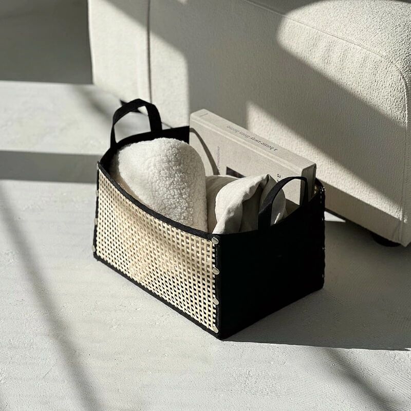 乐天商城 - バンブーメッシュ×フェルト 折り畳み 収納バスケット