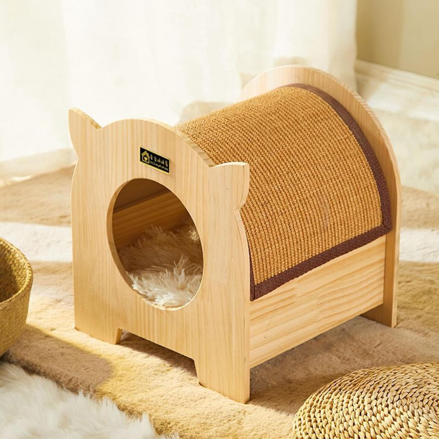 洞窟型 頑丈 爪磨き 耐噛み 可愛い キャットハウス クマのデザイン お手入れ簡単 ペットベッド ペット小屋 通年 室内用 おしゃれ ストレス解消 快適 滑りにくい裏生地 耐久性