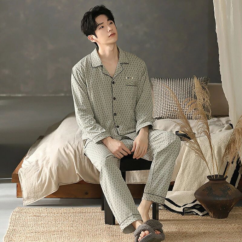 ルームウェア 男性用 大人 プレゼント セットアップ お洒落 韓国 綿 パジャマ かっこいい 長袖トップス おしゃれ 春 大きいサイズ ロングパンツ セット メンズ 紳士 上下 寝返りしやすい 部屋着 秋 長袖 高級 父の日 人気 春秋