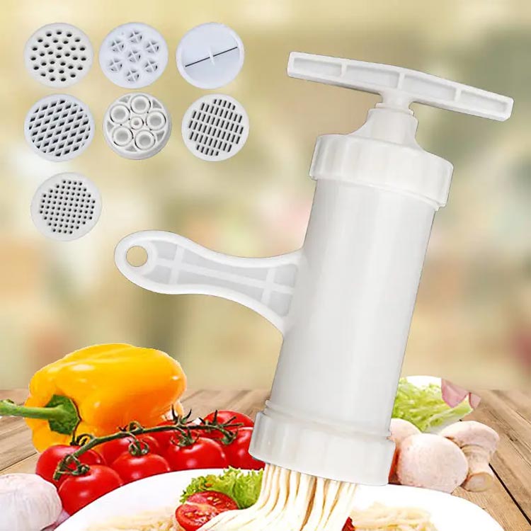 lifeactiveの衛生的 分解 製麺機 手動式 パスタマシン 自家製麺 プラスチック 5種類キャップ付き うどん 手作り ラーメン パスタマシーン 多用途 自宅でDIY麺類 回転式 中華麺 手づくり ヌードルメーカー 家庭用 そば パスタマシン 手回し製麺機｜アングル2