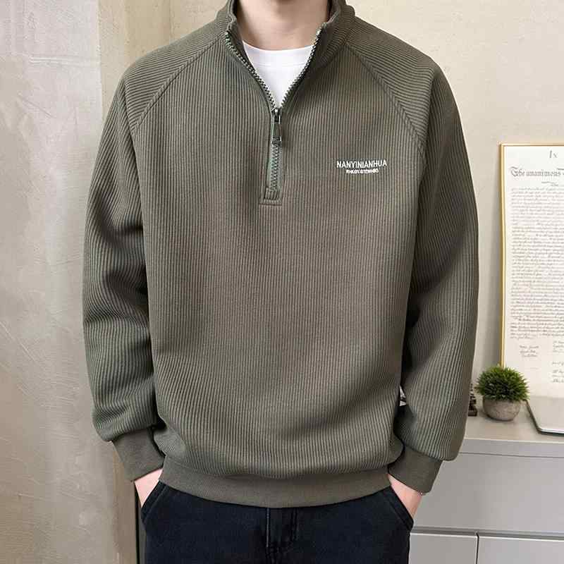 乐天商城 - トップス 秋冬 コーデ ハーフ メンズ レイヤリング 大人 かっこいい 長袖 シャツ ストリート スタンドカラー シンプル 服 ファッション パーカー ジャケット スウェットシャツ ジップ 大きいサイズ 紳士服 オシャレ