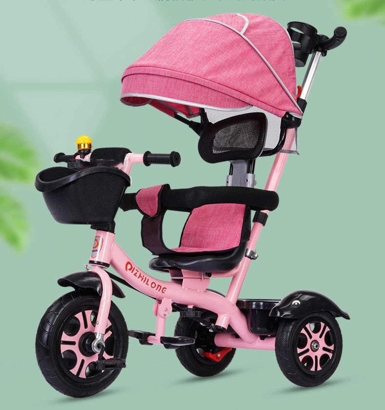 ベビーカー（両対面）三輪車 軽量 誕生日プレゼント 子供用三輪車 乗用玩具 手押し棒 おもちゃ 乗り物 収納かご ギフト プレゼント ハイキング こども こども自転車1〜6歳子供用 ガードレール付き ベビーバイク かじとり サンシェード