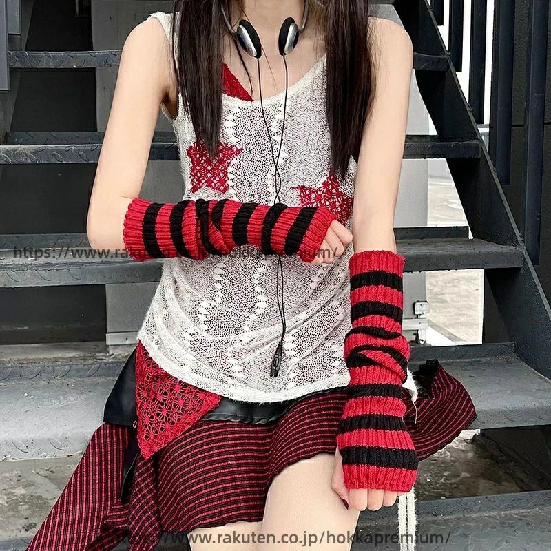 樂天商城 - JK レディース Lolita 手首ウォーマー 親指穴付き 腕カバー手袋 y2k ハンドウォーマー てぶくろ ロリータ 足首ウォーマーあり