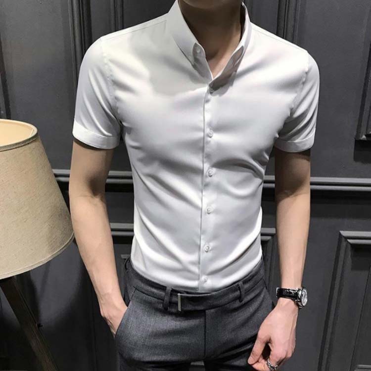 襟高 きれいめ 仕事 軽量 ドレスシャツ 夏シ...の紹介画像2