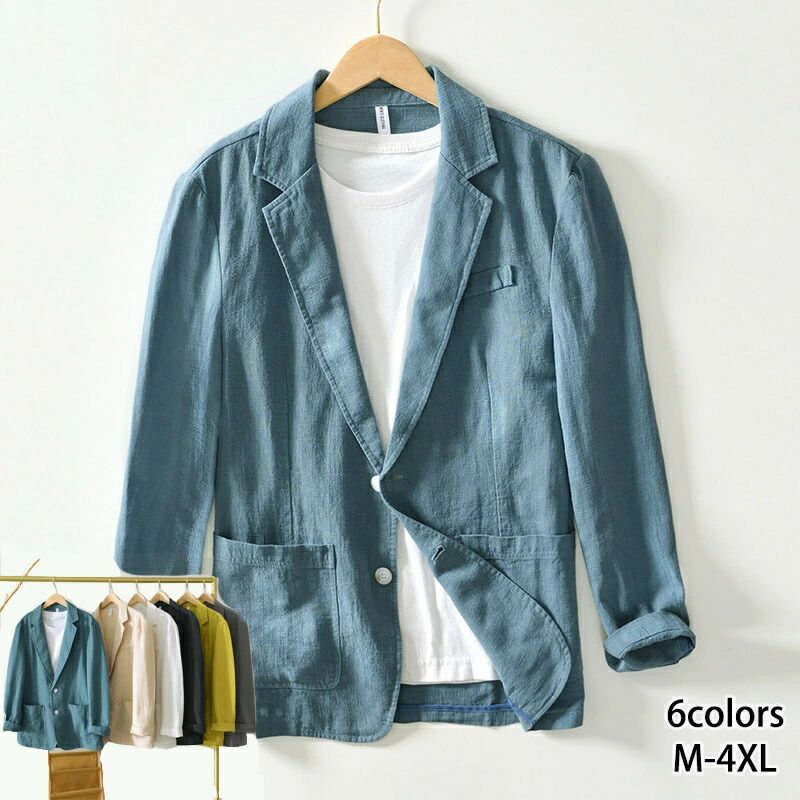 乐天商城 - キレイめ 紳士 ライトアウター 麻 汗速乾 天然 大きいサイズ ブレザー スーツジャケット リネン 父の日 涼しい 夏 春 カジュアル