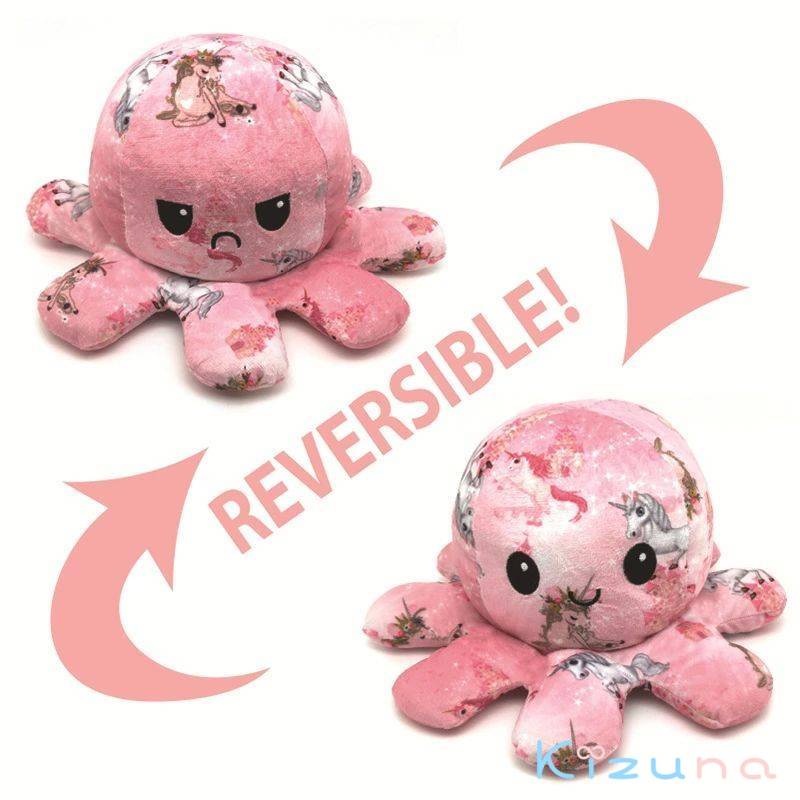 reversible プレゼント 彼女に 虹 おもちゃ 子供 ぬいぐるみ タコ 柔らか 動物 ふわふわで癒される レインボー 両面 かわいい 心地いい ハイリバーシブル rainbow 裏返し 抱き枕 にじ 20cm unicorn 可愛い 全4カラー リバーシブル ユニコーン