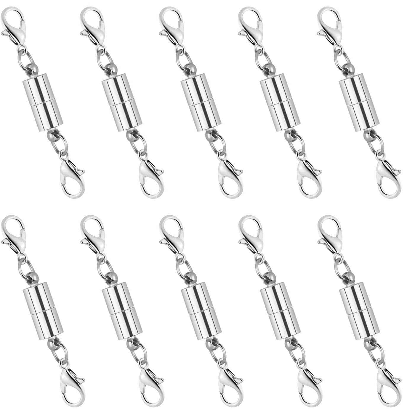 乐天商城 - (シルバー) 10個セット 延長用金具 簡単装着 留め金 磁気クラスプ エンドパーツ クラフト作り ジュエリー用 DIY用 アクセサリーパーツ 留め具 ネックレス マグネット留め具