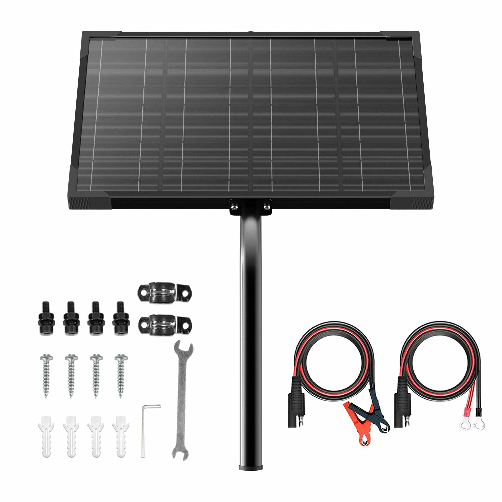 ワットソーラーパネルキット電源充電器、12V防水ソーラーバッテリートリクル充電器&メンテナンスチューブブラケット+自動ゲートオープナー、電気フェンス用取り付けツール付き