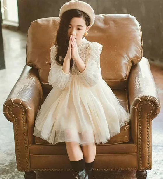 乐天商城 - レースワンピース 秋着 春 膝丈 子供ドレス 冬長袖 ワンピース キッズ 女の子 韓国子供服 dress ジュニア 結婚式