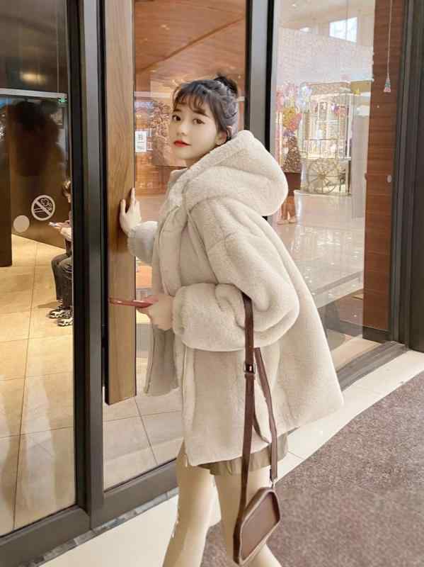 乐天商城 - フード付き ホワイト系 ピンク系 アウター 暖かい ショート丈 長袖 かわいい カジュアル ェイクファー ボアジャケット ゆったり