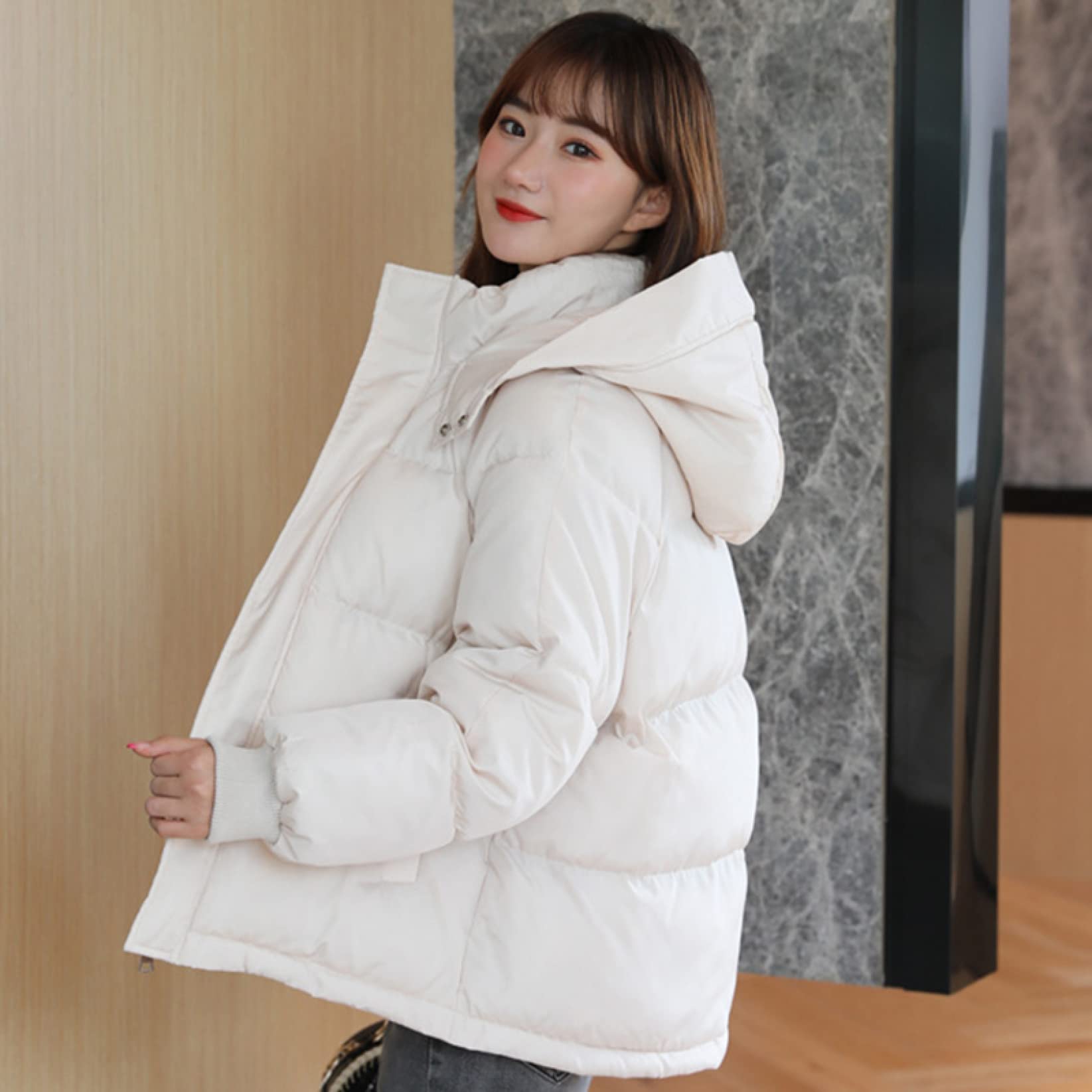 乐天商城 - 中綿ジャケット ショート丈 フード付き ダウンジャケット 中綿コート 防風 厚手 登山 軽量 冬 暖かい 防水 レディース アウター