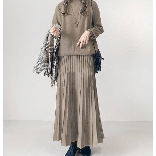 乐天商城 - 冬 秋冬 ニットセット ハイネック レディース ロング丈 バイカラー 通勤 長袖 上品 ワンピース ロングワンピース 秋 体型カバー