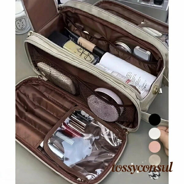 大容量トラベルコスメポーチ 持ち運び収納 ギフト プレゼント 新生活