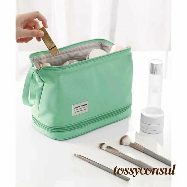 乐天商城 - 韓国 自立 二段コスメポーチ 新生活 化粧ポーチ ギフト プレゼント