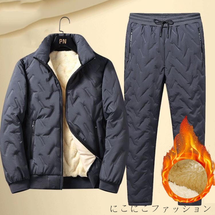Jumper, Blouson - アウター 新生活 スリム アウトドア 裏ボアパンツ ジップアップ スポーツウェア 防寒 裏ボア 厚手 冬 大きいサイズ ロングパンツ ジョガーパンツ ゴルフパンツ 中綿ジャケット 上下セット 裏起毛 暖かい 裏ボアブルゾン セットアップ メンズ