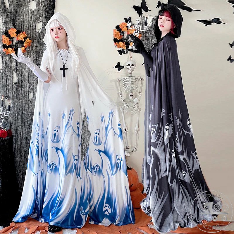 乐天商城 - イベント文化祭 コスプレ 舞台衣装 幽霊 ドレス＋マント ハロウィン衣装 悪魔 DS出演衣装 コスプレ ハロウイン 魔女 変身仮装 コスプレ衣装 コスプレ衣装 仮装コスチューム 変身衣装 ワンピース コスチューム 鬼花嫁コスプレ衣装cosplay コスチューム ハロウィン衣裳
