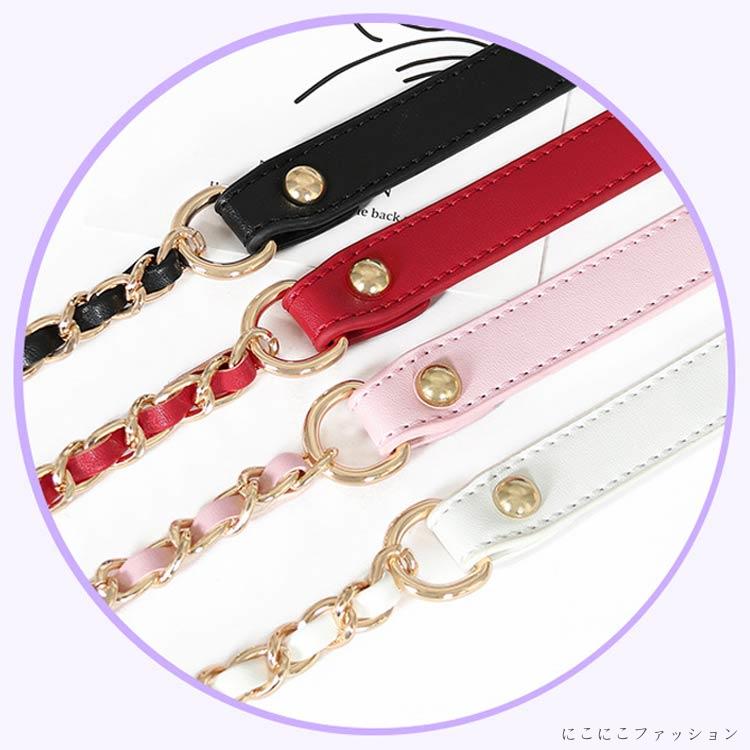 60cm 8100cm 110cm 120cm大人可愛い付け替え用バッグストラップ！チェーンとPUレザーのミックスがお洒落なバッグストラップ！手持ちのバッグに付け替えるとあっという間に違うバッグに大変身！ショルダーが付け替え可能なハンドバッグやトートバック、斜め掛けバッグ、肩掛けバッグなどにお使いいただけます。 サイズ 60cm 80cm 100cm 110cm 120cm サイズについての説明 幅2cm ※実寸はメジャー採寸の為、若干の誤差が生じる場合があります。 素材 PU 合金 色 01 02 03 04 05 06 07 08 09 10 11 12 13 14 15 16 備考 ●サイズ詳細等の測り方はスタッフ間で統一、徹底はしておりますが、実寸は商品によって若干の誤差(1cm〜3cm )がある場合がございますので、予めご了承ください。 ●製造ロットにより、細部形状の違いや、同色でも色味に多少の誤差が生じます。 ●パッケージは改良のため予告なく仕様を変更する場合があります。 ▼商品の色は、撮影時の光や、お客様のモニターの色具合などにより、実際の商品と異なる場合がございます。あらかじめ、ご了承ください。 ▼生地の特性上、やや匂いが強く感じられるものもございます。数日のご使用や陰干しなどで気になる匂いはほとんど感じられなくなります。 ▼同じ商品でも生産時期により形やサイズ、カラーに多少の誤差が生じる場合もございます。 ▼他店舗でも在庫を共有して販売をしている為、受注後欠品となる場合もございます。予め、ご了承お願い申し上げます。 ▼出荷前に全て検品を行っておりますが、万が一商品に不具合があった場合は、お問い合わせフォームまたはメールよりご連絡頂けます様お願い申し上げます。速やかに対応致しますのでご安心ください。