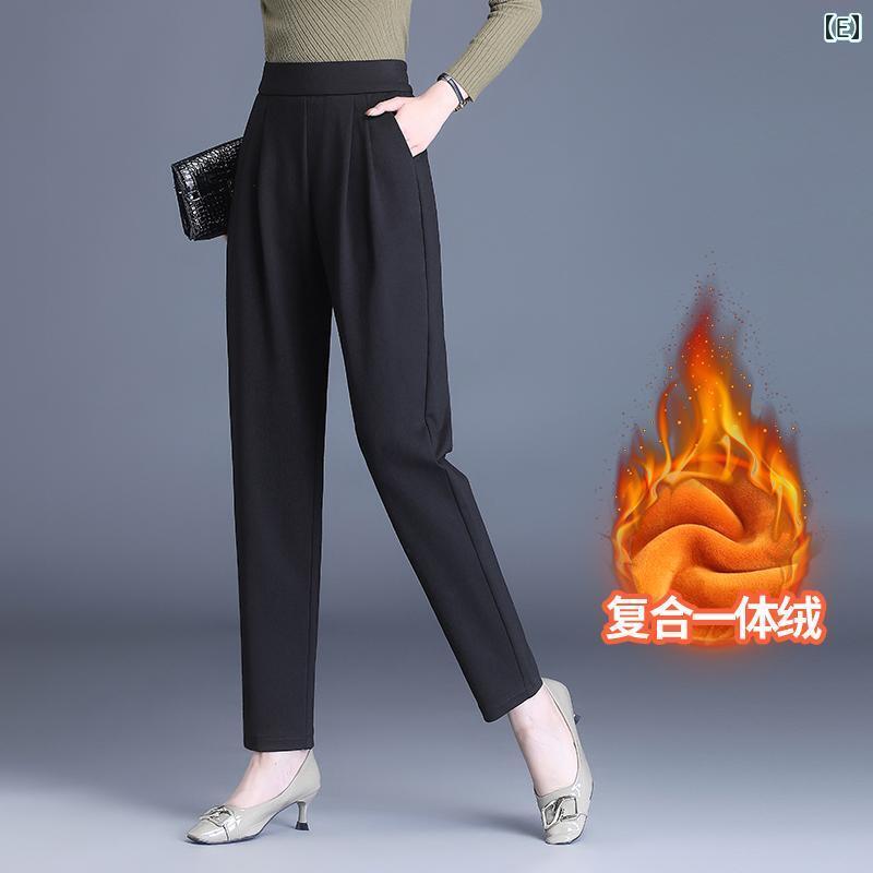 乐天商城 - スリム ハイウエスト ダディ mm パンツ ゆったり 九分丈 大きいサイズ キャロット 薄手 伸縮性 カジュアル ズボン レディース 春夏 レディース 太め パンツ