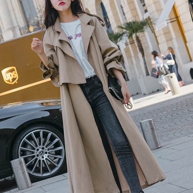 乐天商城 - ボタン ボリューム 無地 襟付き 長袖 コート ロング丈 落ち感 XL アウター アンクル丈 ポリエステル ベージュ スプリングコート LL Aライン S フレア SS 春 前開き L ベルト ポケット XS 羽織り 秋 M オフィス スニーカーコーデ Vネック