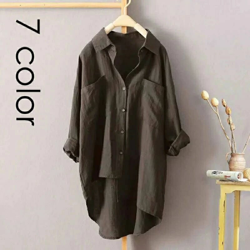 乐天商城 - シャツワンピース チュニック 七分袖 ゆったり 着痩せ ワンピース 羽織 フォーマル 大きいサイズ ロングシャツ レディース ブラウス OL 夏 カジュアル おしゃれ オフィス 春 きれいめ シャツ 通勤 トップス