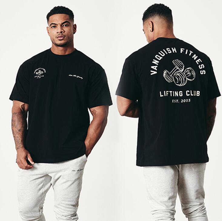 樂天商城 - ジョギング スポーツ 筋トレ トップス ゆったり ロゴプリント コットン メンズ カジュアル tシャツ トレーニング スポーツウェア ジム ランニング 半袖 運動 フィットネス