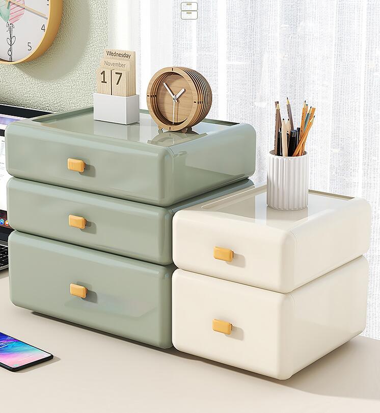 大容量 文房具収納 横 小物 収納ボックス 化粧品 事務用 2段 3段 滑り止め 卓上収納ケース A4/A5対応 プラスチック 引き出し 書類ケース
