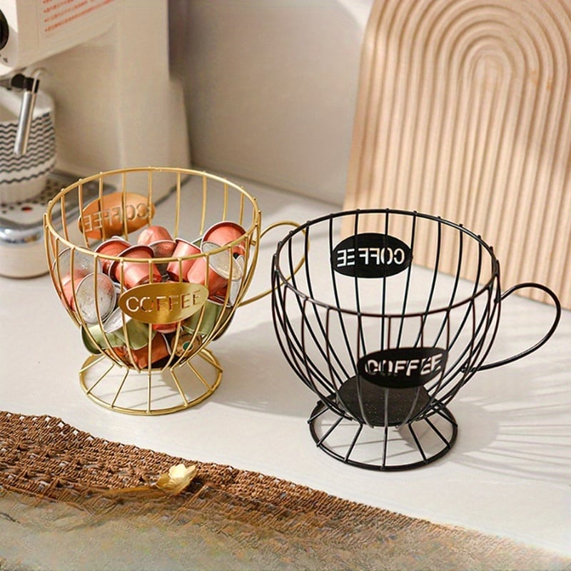 ワイヤーデザイン コーヒーカプセル コーヒーポーション シンプル coffee おしゃれ スナック＆キャンディー収納ラック 小物入れ キッチン かわいい コーヒーカップデザイン