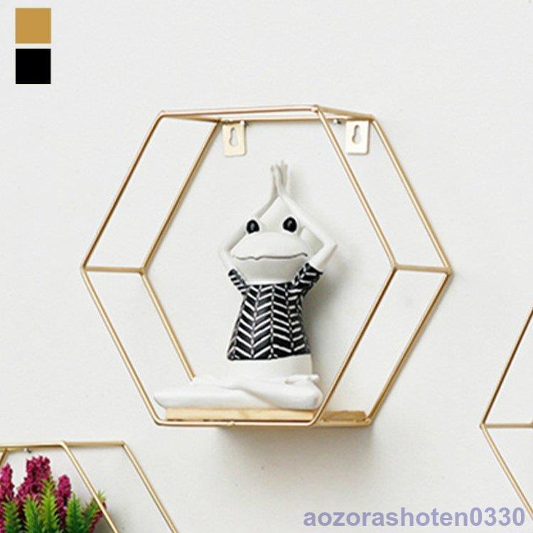 乐天商城 - シンプル インテリア 小物収納 ウォールシェルフ 模様替え ゴールドシンプル おしゃれ ブラック 壁掛け収納 壁掛け 六角形