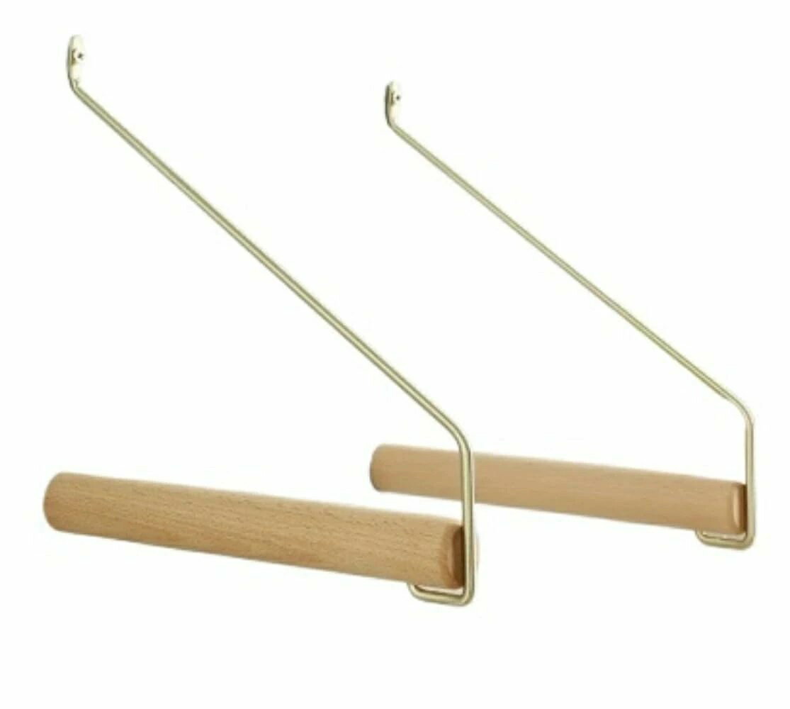 乐天商城 - タオル掛け ウォール 洋服ハンガー 壁付け ウォールコートラック ハンガーがス 収納 壁掛けディスプレイスタンド ハンガー 真鍮×ウッド
