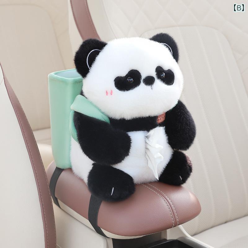 ゴミ箱 ぬいぐるみ素材 2in1 ティッシュケース フリース 多機能 かわいい アームレスト収納 車載収納ボックス カー用品 ドライブ 一体型 [3]