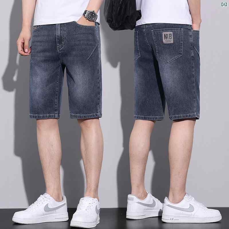 Rakuten - ミッド メンズ 五分丈 ストレート ズボン 夏 薄手 耐久性 デニムショートパンツ メンズ パンツ コーデ ファッション