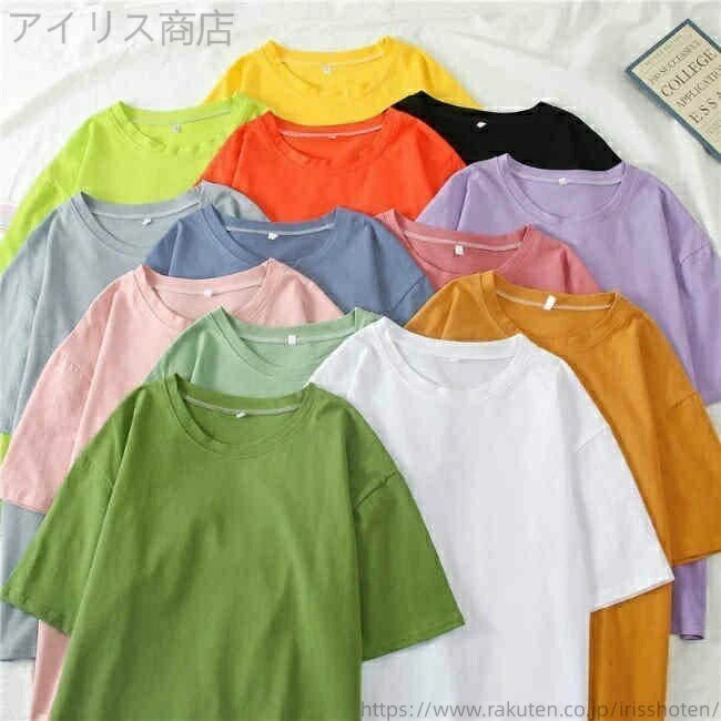 乐天商城 - サマーTシャツ レディース 無地 クルーネック 夏Tシャツ 無地Tシャツ カジュアル カットソー Tシャツ