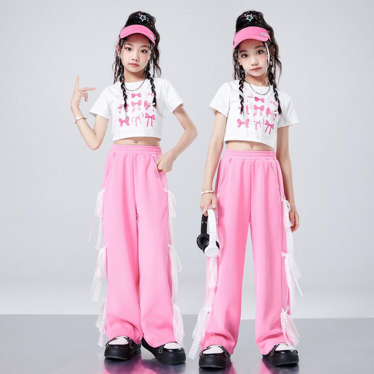 発表会 ダンスウェア スイート 女の子 ヒップホップ キッズ クール ギャル系 練習着 Y2K 春夏 セットアップ ポリエステル ドーパミンカラー ジャズダンス