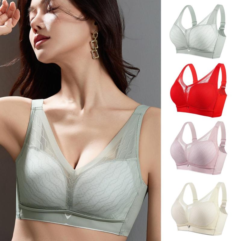 乐天商城 - 脇高 春夏 調整機能 ノンワイヤー 細見え 薄手 ブラジャー グラマー向け 女性用 美背デザイン 吸汗速乾 軽量 大きいサイズ レディース 谷間メイク レース 補正下着 通気性 快適