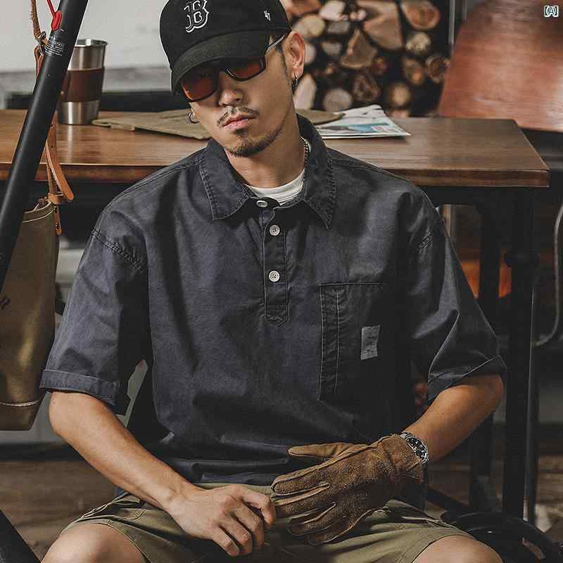 乐天商城 - アメリカ ヘビー ファッション コーデ Tシャツ コットン シャツ たり ポロシャツ メンズ 冷感 メンズ 夏 半袖 レトロ