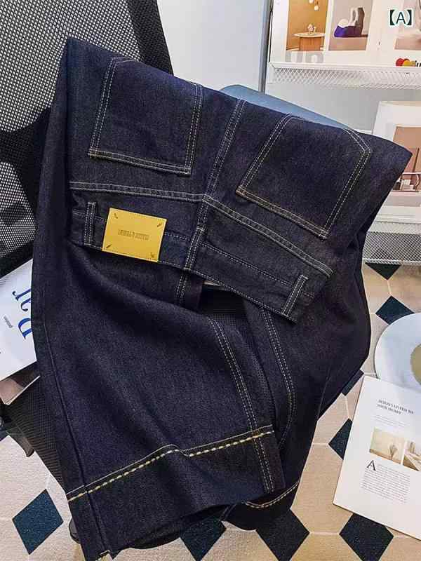 レッグ ストレート 人向け デニム 九分丈 ジーンズ レディース 大きいサイズ レトロ レッグ ストレート mm 薄手 小柄な 夏用の ゆったり シンプル 秋用 ワイド 美脚 スリム パンツ ハイウエストの レディース 太い
