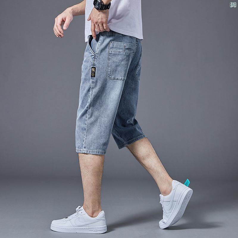 デニムショートパンツ メンズ 分 クロップドパンツ パンツ 夏 メンズ ファッション カジュアル 5 ストレート コーデ 韓国 薄手