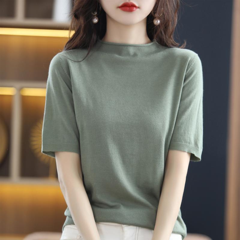 樂天商城 - シンプル オシャレ 大人カワイイ コーデ ニット T ハーフ カワイイ 半袖 服 アイテム レディース ファッション 無地 タートルネック