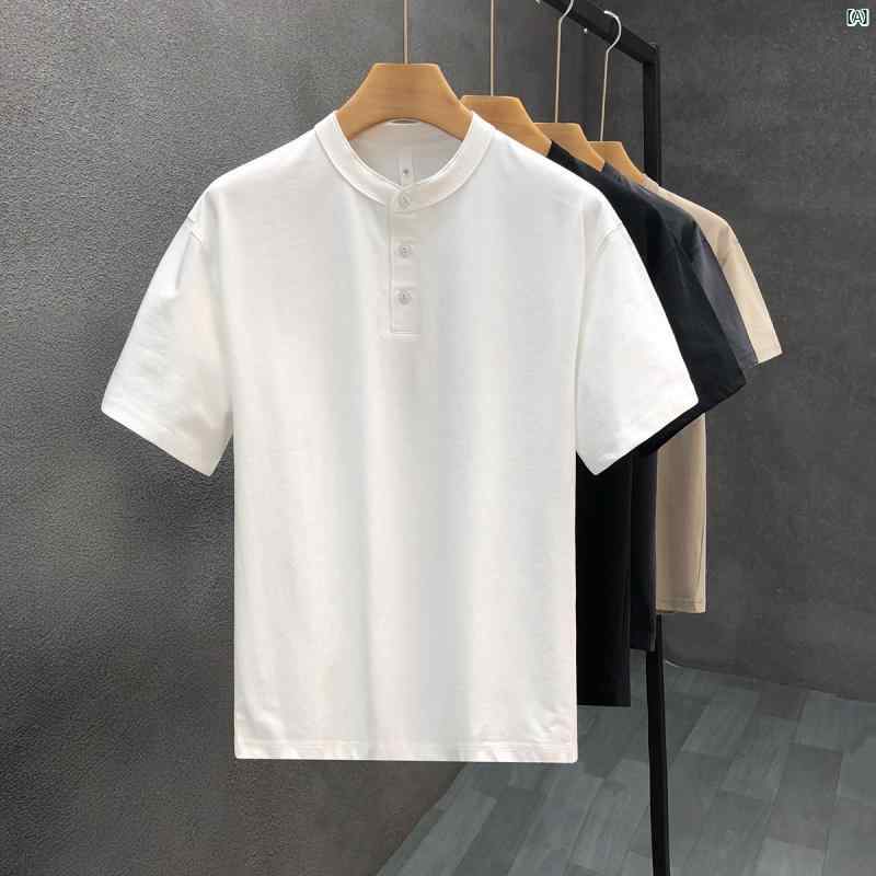 Rakuten - メンズ ヘビーウェイト ヘンリー 無地 夏 快適 Tシャツ シャツ メンズ アメリカ製 コットン 半袖 カラー コーデ ファッション