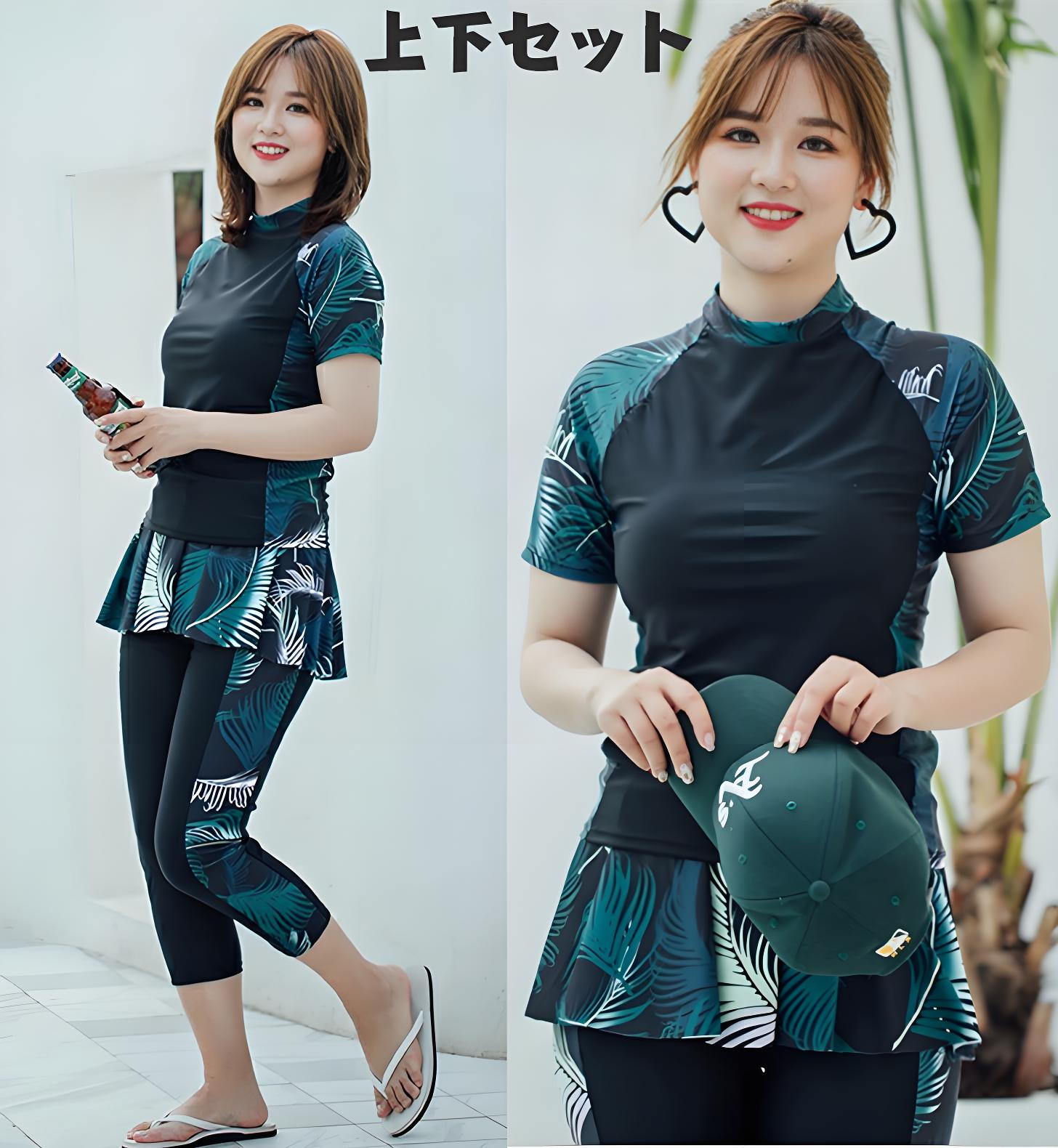サイズ 身長 (cm) 体重 (kg) ウエスト (cm) 2XL 155~160 72~84 73.5~77 3XL 155~165 84~93 80~87 4XL 160~170 96~108 87~94 5XL 165~175 108~132 94~101 【魅力的な上下セット】 春夏のリゾートにぴったりなレディースラッシュガード水着です。体型カバーを考慮したデザインで、どんな体型の方でも自信を持って着こなせます。ぽっちゃり型の方にも最適で、快適さとスタイルを両立させたアイテムです！【かわいい花柄】 優雅な花柄が施されており、華やかさとかわいらしさを演出します。プールやビーチでの注目を集めること間違いなし！カジュアルなリゾートライフにぴったりです。【大きいサイズ展開】 様々なサイズをご用意しているので、ママ水着としてもご利用いただけます。体型に合わせて選べるのが嬉しいポイントで、家族や友人とのコーディネートも楽しめます。【優れた着心地】 伸縮性のある素材を使用しており、動きやすさは抜群。水中でのアクティビティや日光浴でもストレス無く過ごせるように設計されています。内蔵されたパッドで安心感も提供します。【理想的な選択】 ビーチやプールサイドでのストライプスタイルとしても大活躍！特別な大切な日に、自分へのご褒美や大切な人への贈り物としても喜ばれることでしょう。素敵な夏の思い出を作るために、ぜひお試しください！メーカー希望小売価格はメーカーサイトに基づいて掲載していますメーカー希望小売価格はメーカーサイトに基づいて掲載していますメーカー希望小売価格はメーカーサイトに基づいて掲載しています