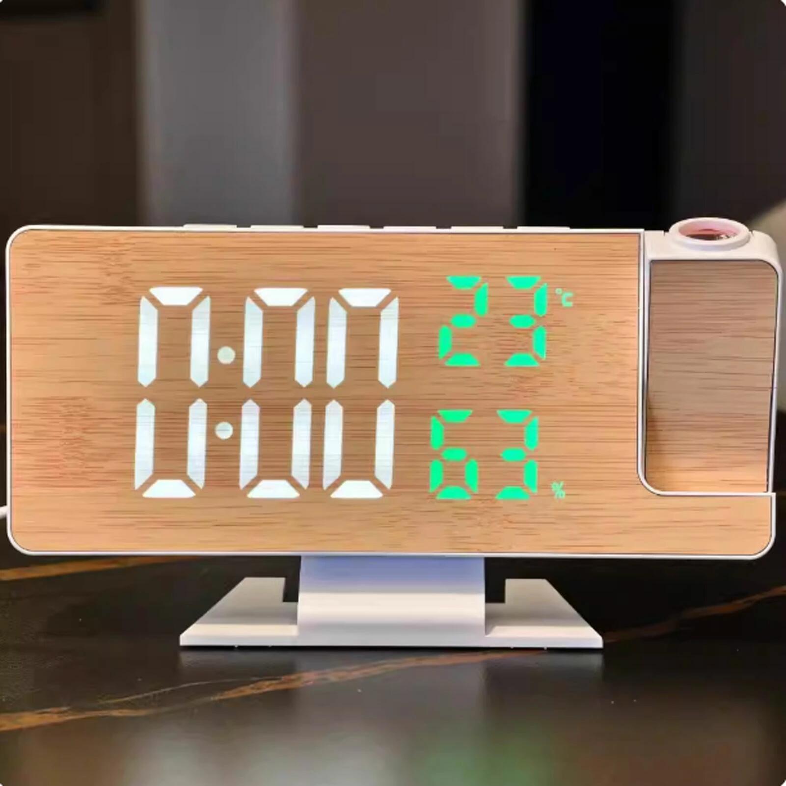 壁に時刻を投影 プロジェクター時計 卓上時計／壁時計 LEDウォールクロック 温度計 湿度計 アラーム USB電源【 目覚まし時計 デジタル時計 LED時計 置き時計 夜間 おしゃれ インテリア 】 /60N◇ 投影クロック