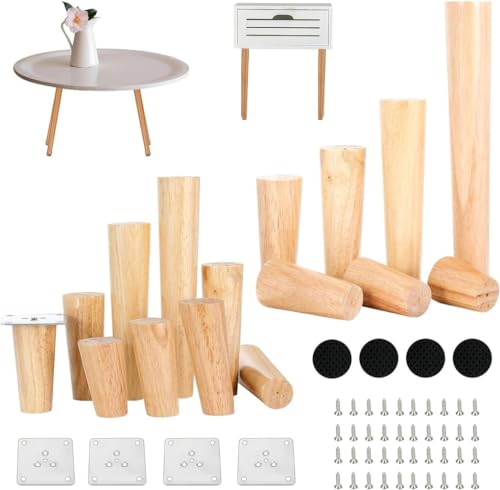 乐天商城 - 4本セット 家具脚 テーブル 脚 パーツ ソファー足 机 脚 diy 木製 テーブル 足 無垢木製 家具パーツ 机 足 後付け 家具 脚 テーブル脚 円錐形 ローテーブル 脚 ソファー/ベッド/キャビネット足の交換用 (30cm 斜め)