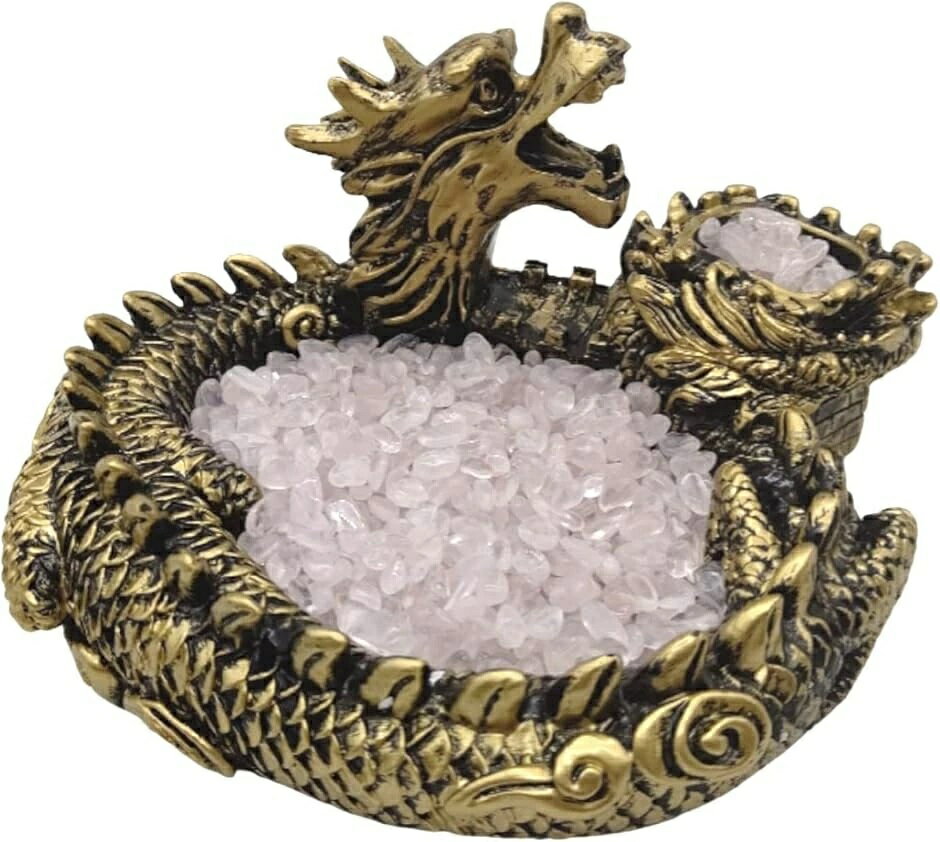 乐天商城 - さざれ石 水晶) ローズクォーツ(ブロンズゴールド， パワーストーン 置物 龍