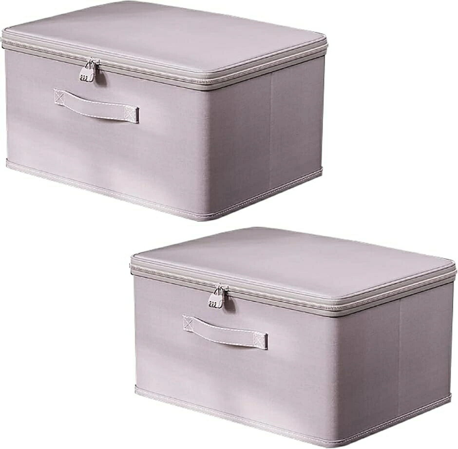 乐天商城 - おしゃれ 水洗いOK ふた付き 折りたたみ 衣類 大容量 ダイヤル錠 鍵付き収納ボックス 布製 ファスナー(グレー 収納ケース S)